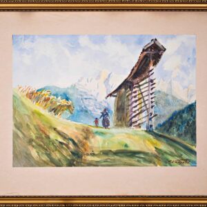 Bruno Vavpotič - Grandmother, Child, Hayrack and Mountains