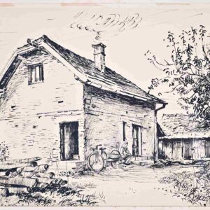 Dore Klemenčič Maj - House with Bicycle and Grandmother