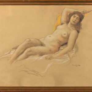 Karel Špillar -  Nude woman on yellow pillow